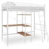Image de Lit Superposé Avec Table Sans Matelas Blanc Métal 90x200 Cm Vidaxl