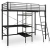 Image de Lit Superposé Avec Table Sans Matelas Noir Métal 90x200 Cm Vidaxl