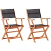 Image de Chaises Pliables De Jardin Lot De 2 Noir Eucalyptus Textilène Vidaxl
