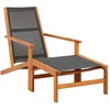 Image de Chaise De Jardin Et Repose-pied Eucalyptus Solide Et Textilène Vidaxl