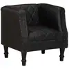 Image de Chaise Cabriolet Noir Cuir Véritable De Chèvre Vidaxl