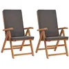 Image de Chaises Inclinables Lot De 2 Avec Coussins Teck Solide Gris Vidaxl