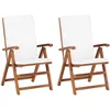 Image de Chaises Inclinables Lot De 2 Avec Coussins Teck Solide Crème Vidaxl