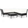 Image de vidaXL Salon de jardin 6 pcs avec coussins Résine tressée Noir