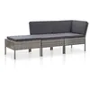 Image de Salon de jardin 3 pcs avec coussins Résine tressée Gris