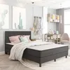 Image de vidaXL Tête de Lit Cadre de Lit Tapissée Rembourrée Capitonnée Couchage Chambre à Coucher Maison Intérieur Tissu Gris Foncé 287472