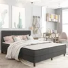 Image de Tête De Lit Touffetée Gris Foncé Tissu 180x200 Cm Vidaxl