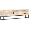 Image de Meuble Tv Blanc 140 X 30 X 45 Cm Bois D'acacia Massif Vidaxl