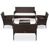 Image de vidaXL Salon de jardin 5 pcs avec coussins Résine tressée Marron