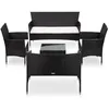 Image de vidaXL Salon de jardin 5 pcs avec coussins Résine tressée Noir