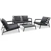 Image de vidaXL Salon de jardin 4 pcs avec coussins Aluminium Gris foncé