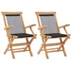 Image de vidaXL Chaises pliables de jardin 2 pcs Bois de teck solide et corde