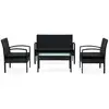 Image de Vidaxl salon de jardin 4 pcs avec coussins résine tressée noir