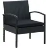 Image de Chaise De Jardin Avec Coussin Résine Tressée Noir Vidaxl