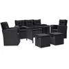 Image de vidaXL Salon de jardin 6 pcs avec coussins Résine tressée Noir