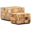 Image de vidaXL Tables basses 2 pcs avec design de blocs Bois de manguier brut 286435