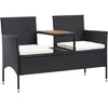 Image de Banc De Jardin 2places Et Table À Thé 143cm Résine Tressée Noir Vidaxl