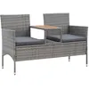 Image de Banc De Jardin 2 Places Et Table À Thé 143 Cm Poly Rotin Gris Vidaxl