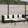 Image de Lit De Jardin Avec Coussin Et Oreillers Résine Tressée Noir Vidaxl