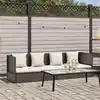 Image de Lit De Jardin Avec Coussin Et Oreillers Résine Tressée Marron Vidaxl