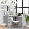 Image de Bureau D'angle Gris Béton 145x100x76 Cm Bois D'ingénierie Vidaxl