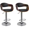 Image de Tabourets De Bar Lot De 2 Noir Bois Courbé Et Similicuir Vidaxl