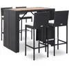 Image de Ensemble De Bar 5 Pcs Résine Tressée Et Bois D'acacia Noir Vidaxl