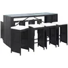 Image de Ensemble De Bar D'extérieur 9 Pcs Résine Tressée Noir Vidaxl