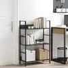 Image de Bibliothèque À 3 Niveaux Noir 60x27,6x90,5 Cm Bois D'ingénierie Vidaxl