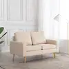 Image de Canapé À 2 Places Crème Tissu Vidaxl
