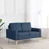 Image de Canapé À 2 Places Bleu Tissu Vidaxl