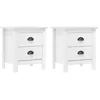 Image de Tables De Chevet Hill 2 Pcs Blanc 46x35x49,5 Cm Bois Pin Solide Vidaxl
