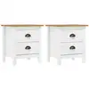 Image de Tables De Chevet Hill 2 Pcs Blanc 46x35x49,5 Cm Bois Pin Solide Vidaxl