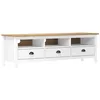 Image de Meuble Tv Hill Range Blanc 158x40x47 Cm Bois De Pin Solide Vidaxl