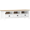 Image de vidaXL Meuble TV Hill Range Blanc 158x40x47 cm Bois de pin solide 288930