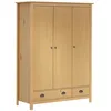 Image de Garde-robe à 3 portes Hill - VIDAXL - Pin solide - Marron - 127x50x170 cm