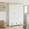 Image de Garde-robe À 3 Portes Hill Blanc 127x50x170 Cm Bois Pin Solide Vidaxl