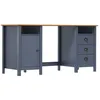 Image de Bureau Hill Gris 150x50x74 Cm Bois De Pin Solide Vidaxl