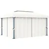 Image de Tonnelle Avec Rideau 4x3 M Blanc Crème Aluminium Vidaxl