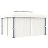 Image de vidaXL Tonnelle avec rideau 4x3 m Blanc crème Aluminium