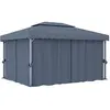 Image de Tonnelle Avec Rideau 4x3 M Anthracite Aluminium Vidaxl