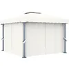 Image de Tonnelle Avec Rideau 3x3 M Blanc Crème Aluminium Vidaxl