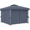 Image de Tonnelle Avec Rideau 3x3 M Anthracite Aluminium Vidaxl