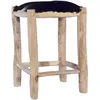 Image de Tabouret De Bar Cuir De Chèvre Véritable Et Bois De Teck Massif Vidaxl