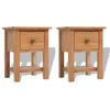 Image de vidaXL Tables de chevet 2 pcs 36x30x47 cm bois de chêne massif 3053416