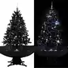 Image de Arbre De Noël Neigeux Avec Base De Parapluie Noir 140 Cm Pvc Vidaxl