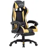 Image de Fauteuil De Jeux Vidéo Avec Repose-pied Doré Et Noir Similicuir Vidaxl