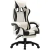 Image de Fauteuil De Jeux Vidéo Et Repose-pied Noir Et Blanc Similicuir Vidaxl
