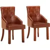 Image de Chaises À Manger Lot De 2 Marron Cuir De Chèvre Véritable Vidaxl