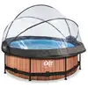 Image de Piscine Hors Sol Exit Wood Pool Ø244x76cm With Dome And Filter Pump - Brown Pvc,steel Rond 2.64m H1.8m